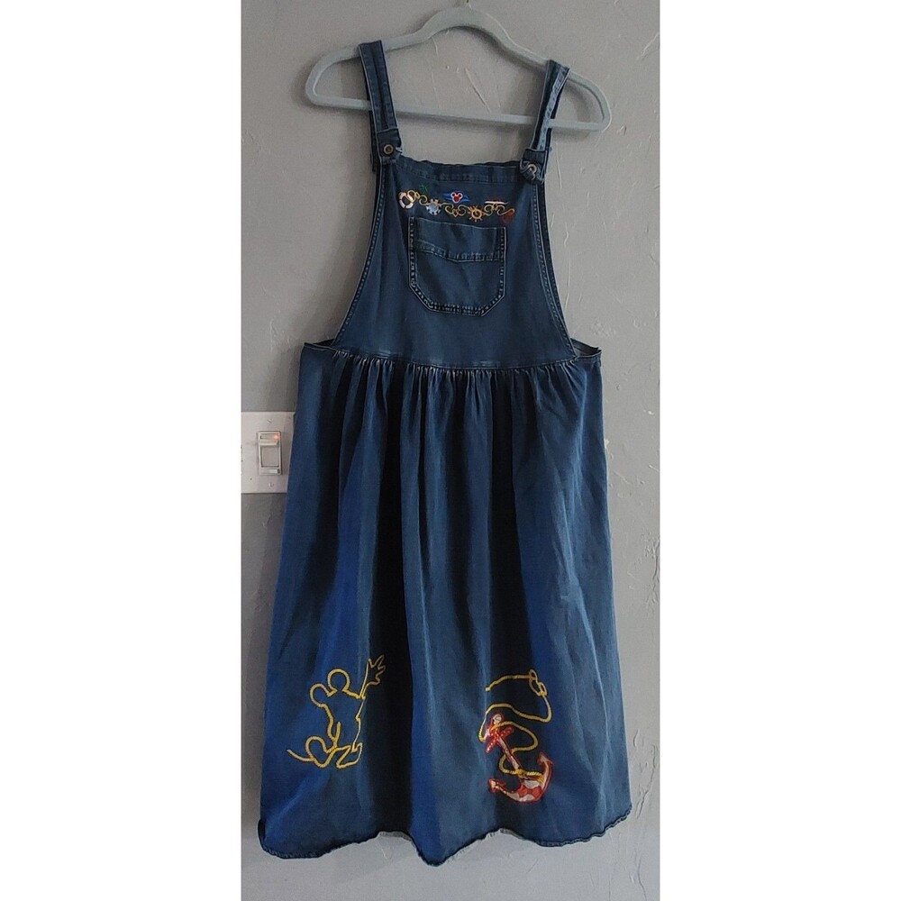 vintage Disney embroidered denim pinafore jumper dress, a style highly...